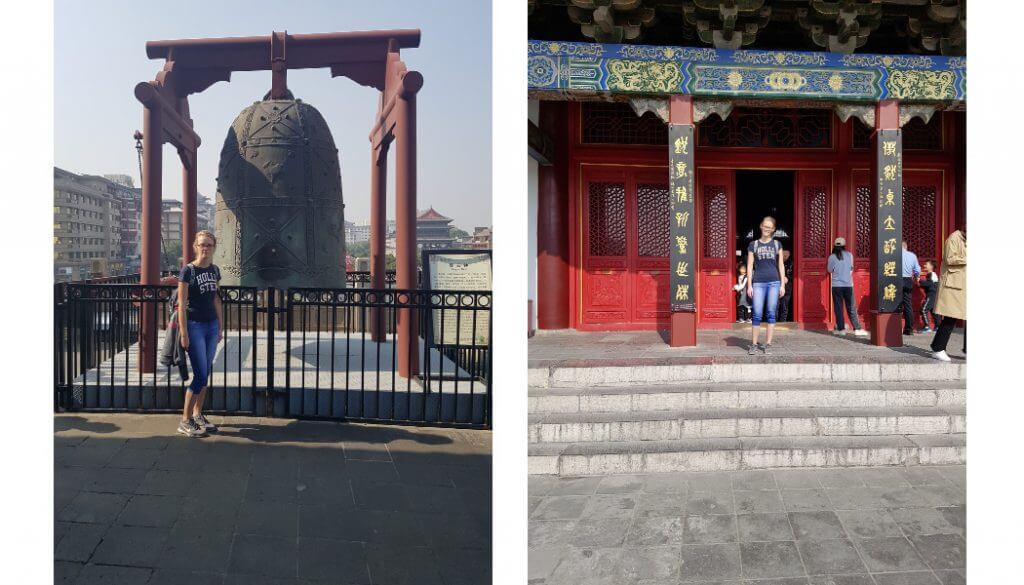 cool things to see in Xi'an: pictures of me at the Bell Tower 