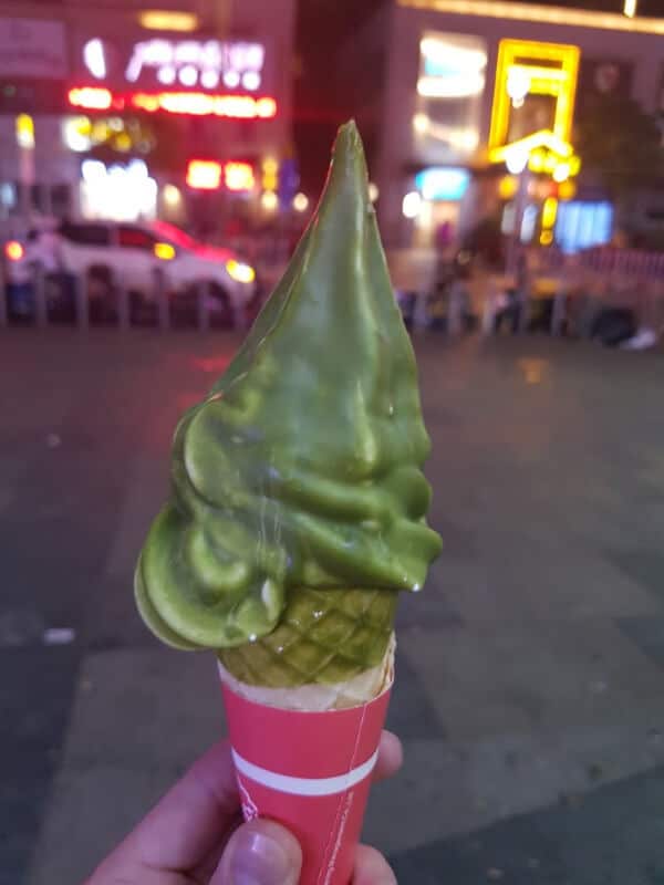 a cone of matched dipped ice cream 