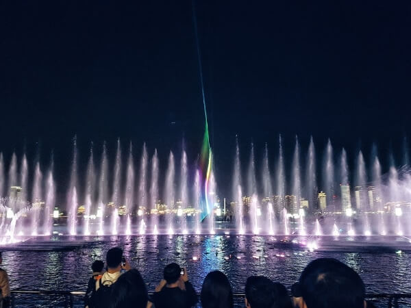 water fountain and light show at Qiushiu Square in Nanchang, China 