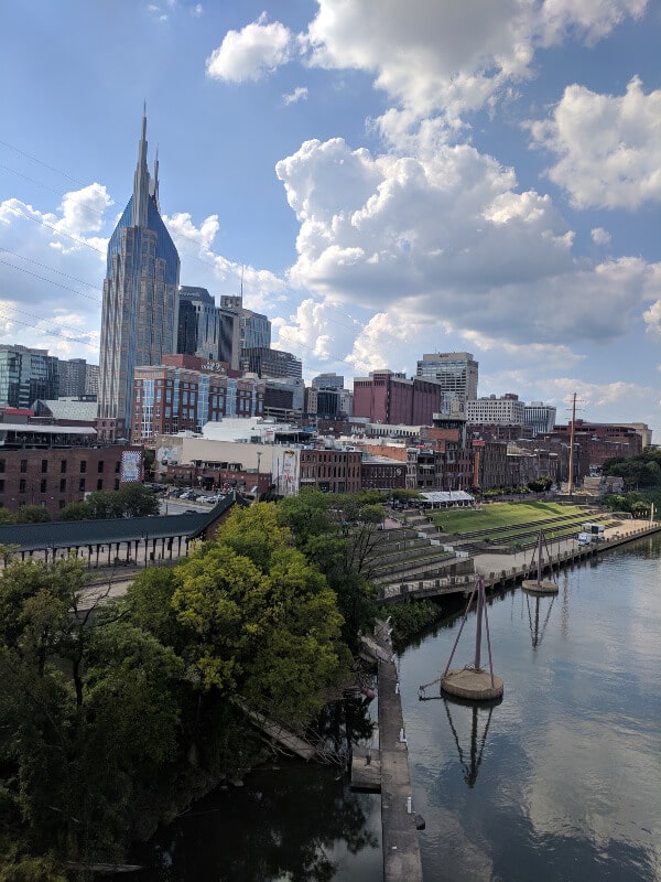 A view from the John Seigenthaler Pedestrian Bridge in Nashville.