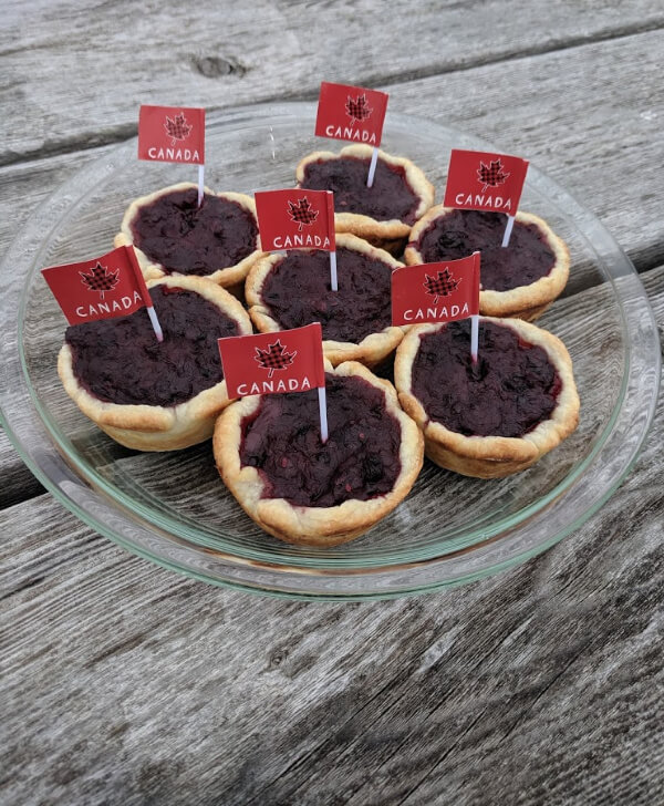 A plate of sweet Raspberry Rhubarb Tarts. 