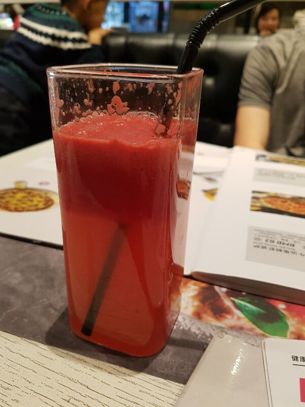 watermelon drink at the pizza place : food in Zhengzhou