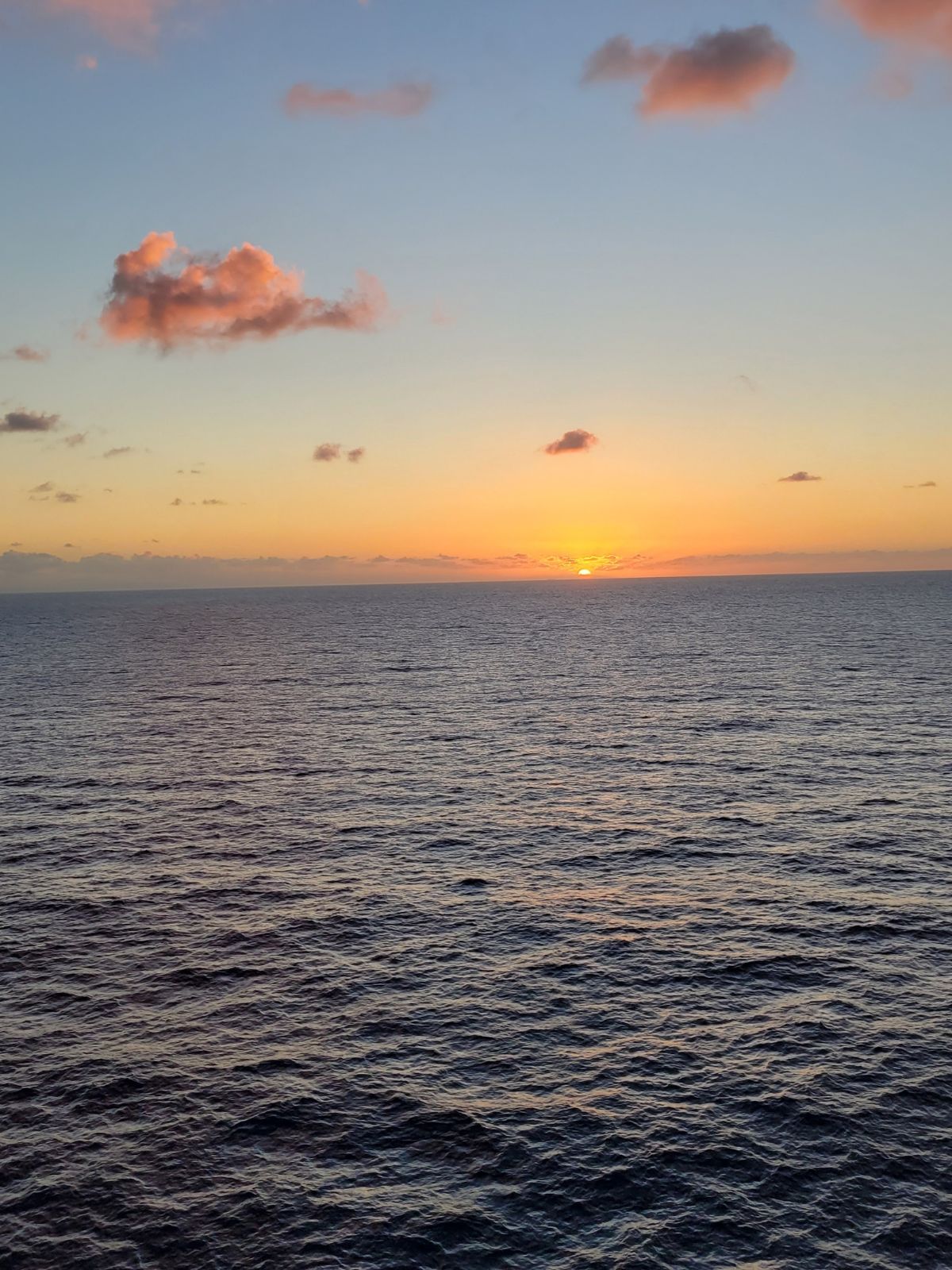 A view of the sunset from the deck of the Oasis of the Seas cruise.